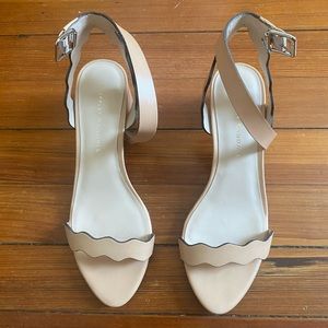 Loeffler Randall Emi Scalloped Sandals in Wheat.